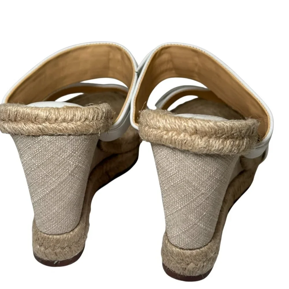 $495 Alexandre Birman White Clarita Espadrille Jute Wedge Sandals 39.5/8.5 Women